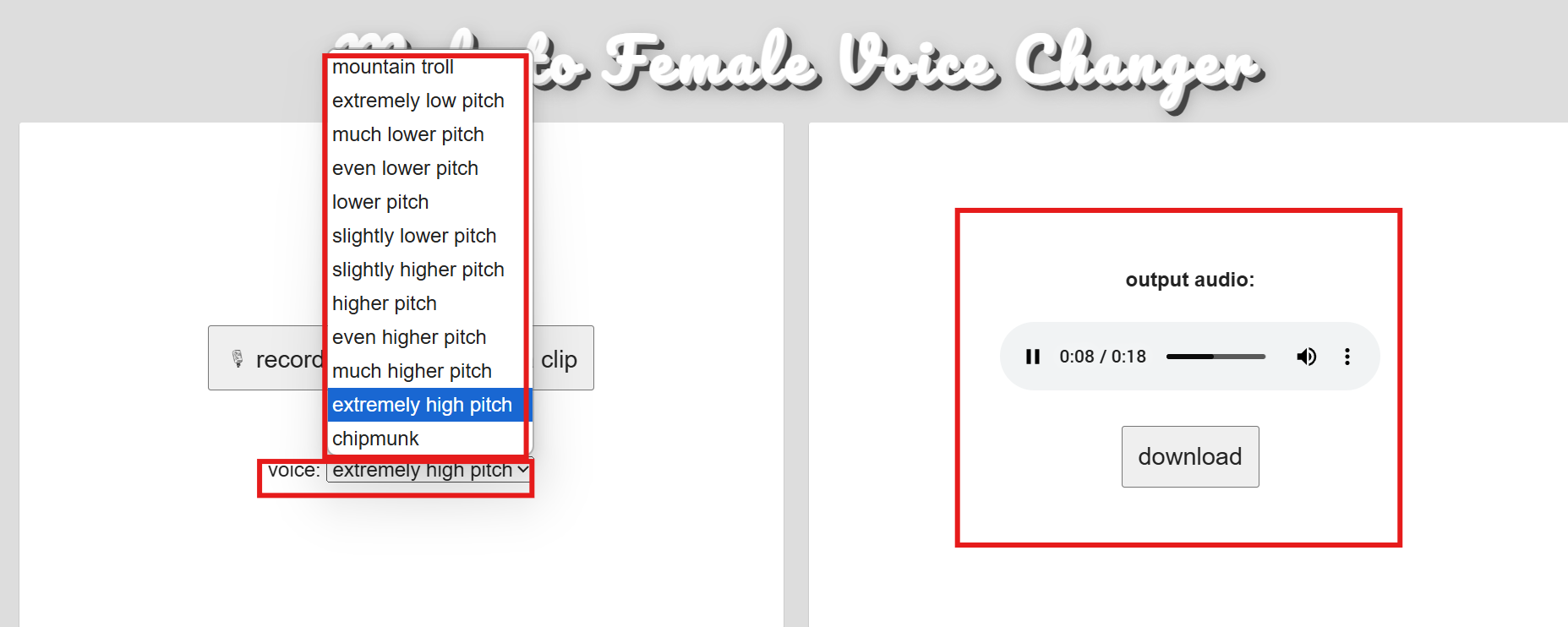 Adjust voice settings, preview and download