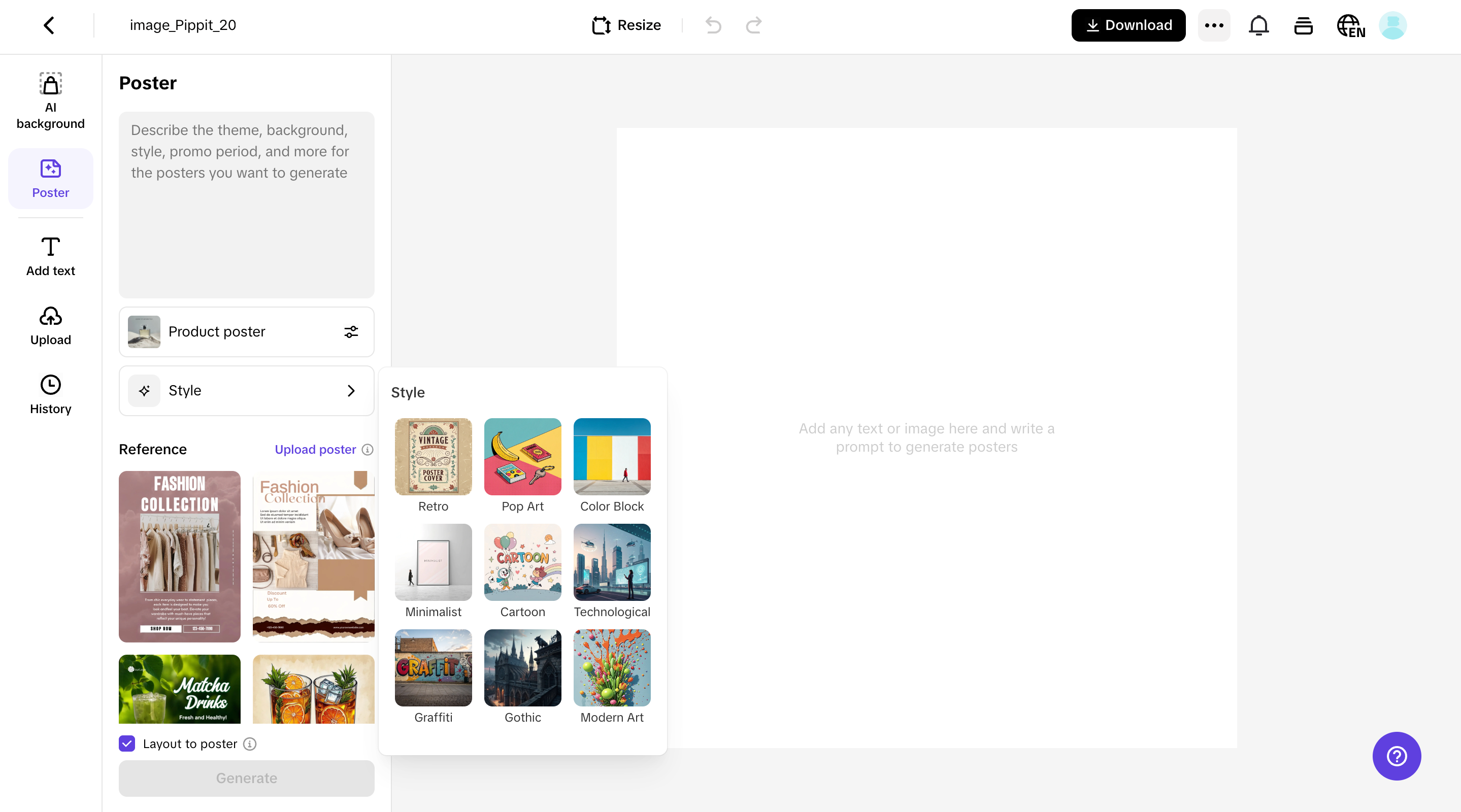Access the Poster feature