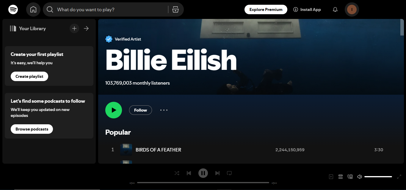 Billie Eilish - Spotify에서 최고의 팔로잉 아티스트