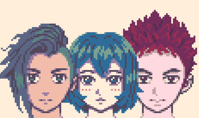Anime pixel art characters
