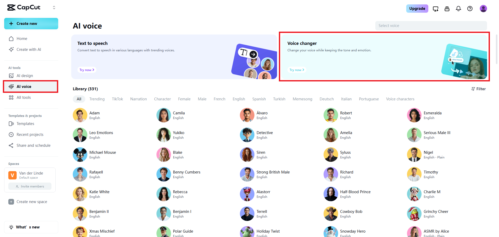 Piliin ang tampok na palit boses.