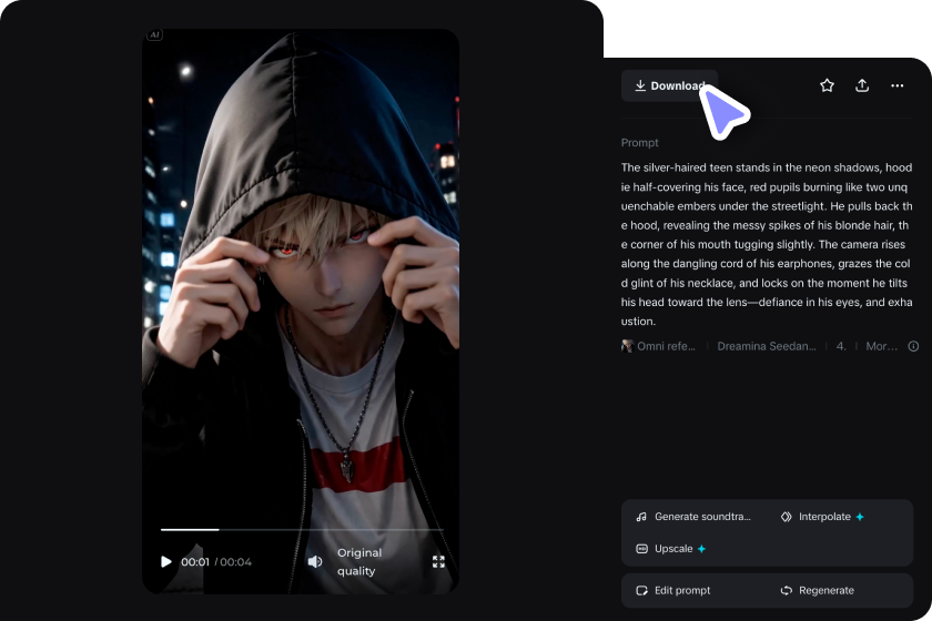 Downloading the generated AI anime