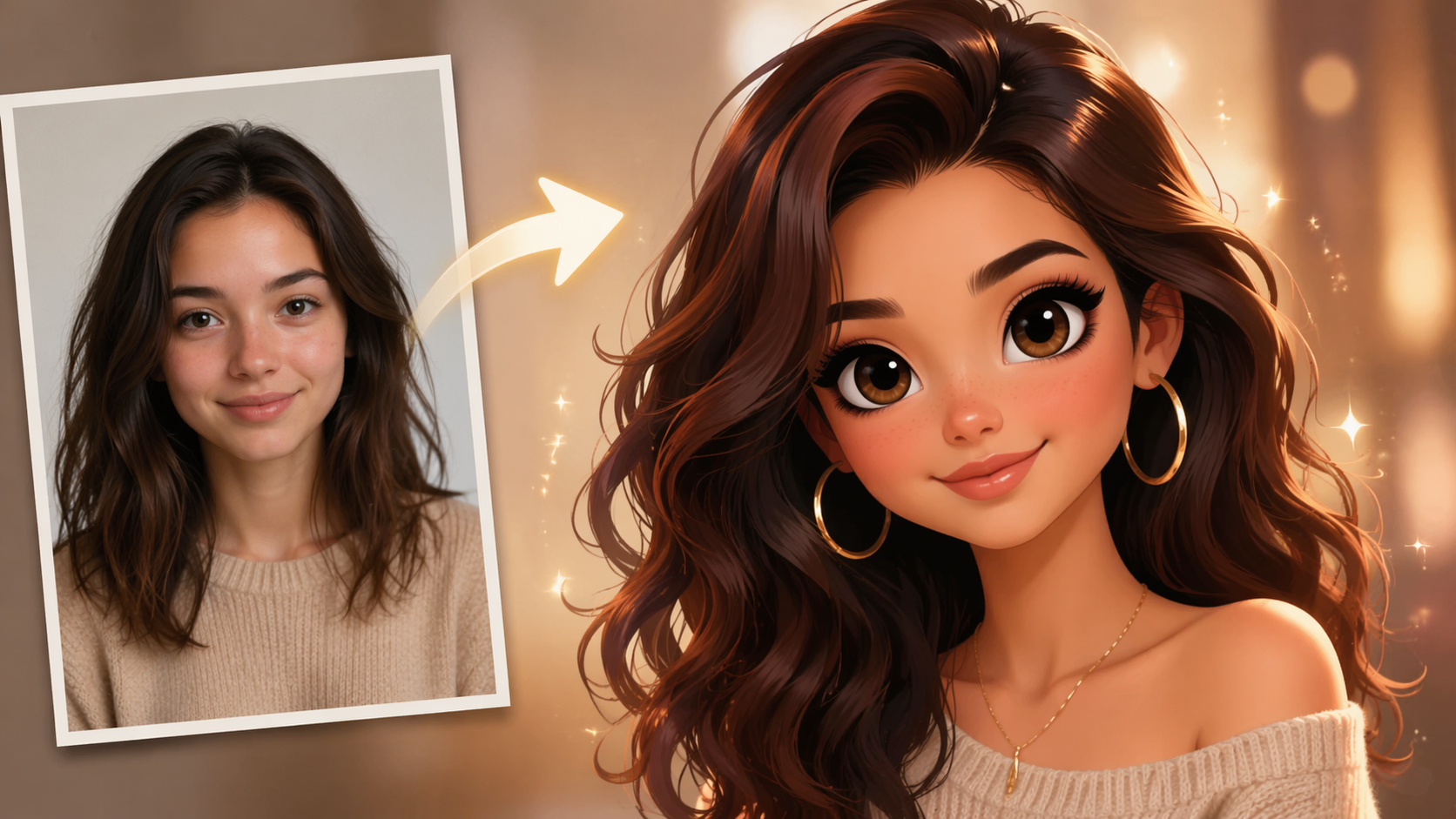 Dreamina Bratz Filter Prompt Beispiel 3: Big Eye Cartoon Makeover