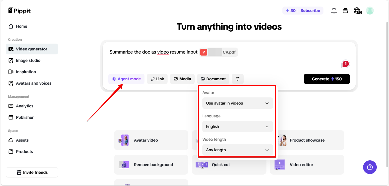 Gerar um vídeo currículo