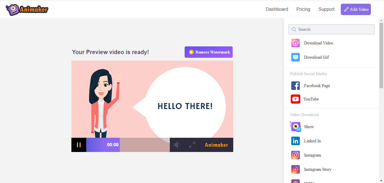Downloading the explainer video in Animaker