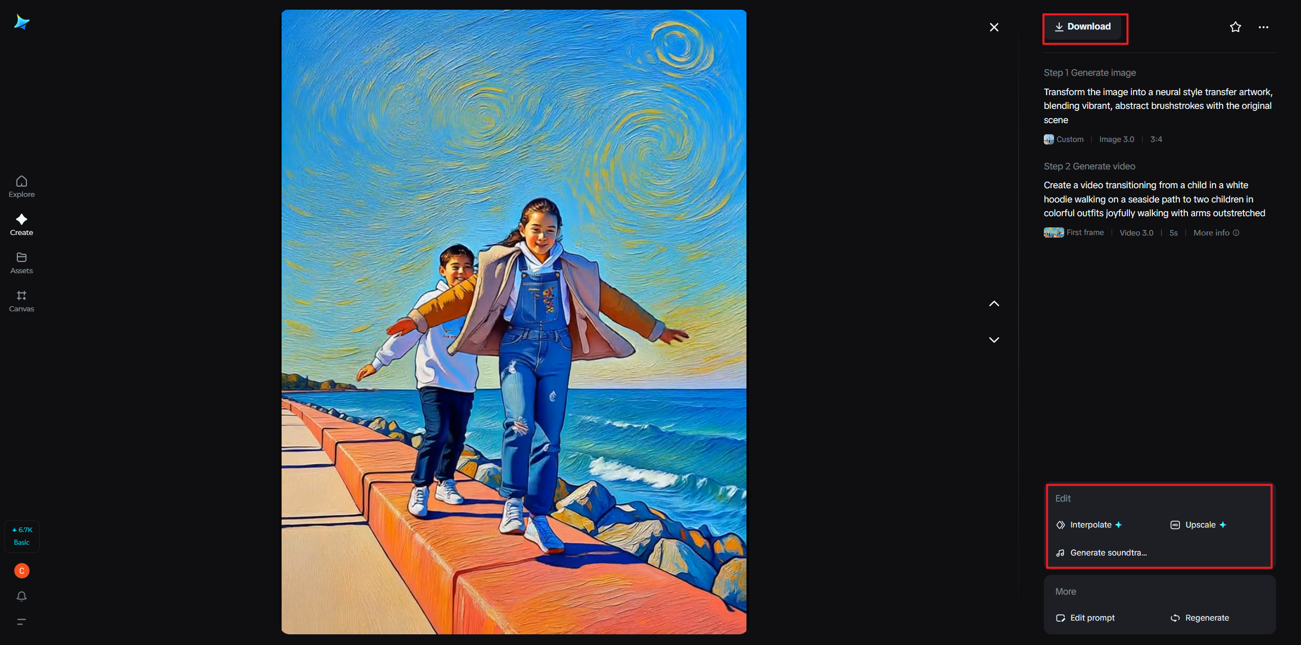 動画を編集してダウンロードする