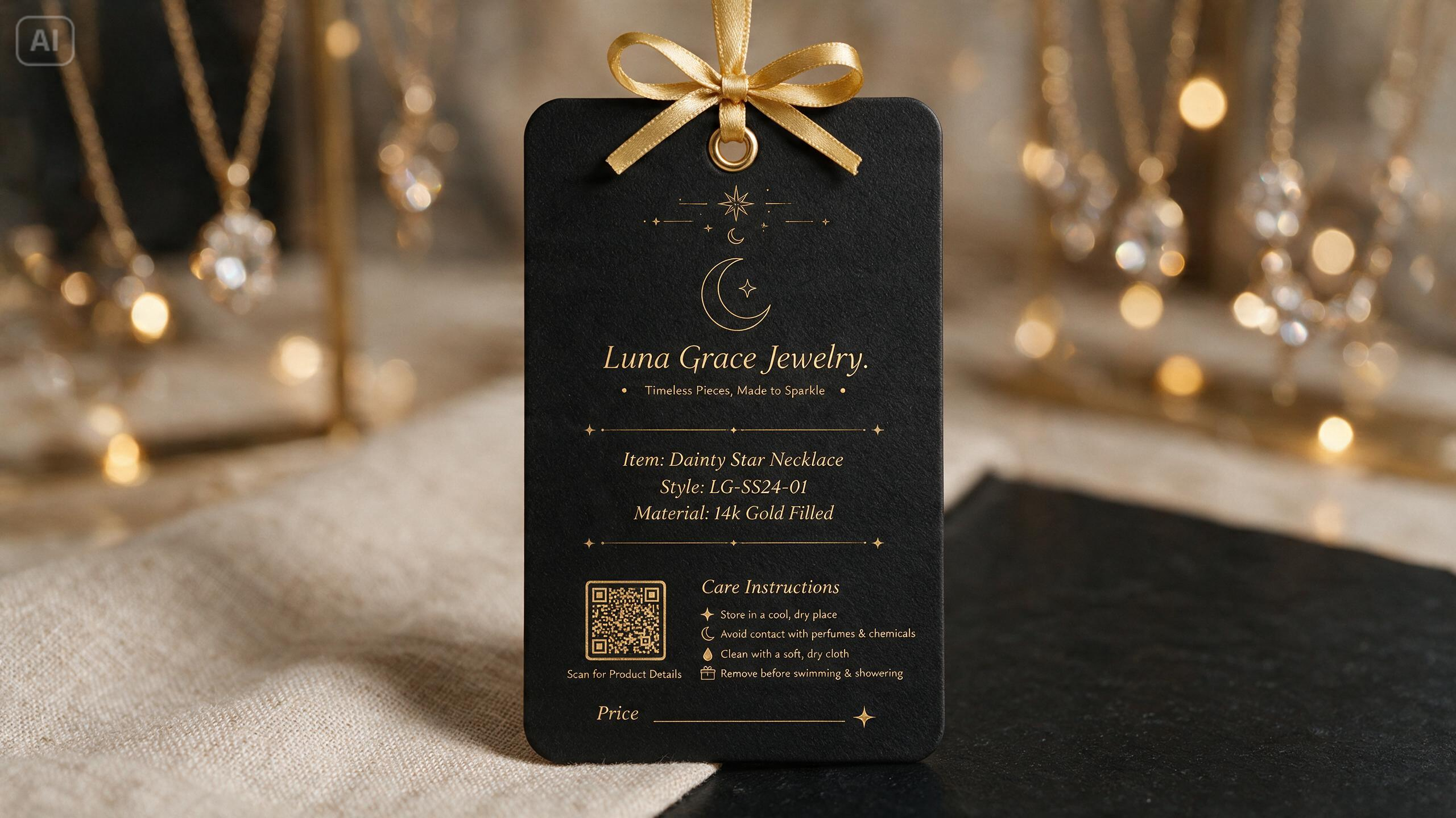 Prompt for a small jewelry brand price tag