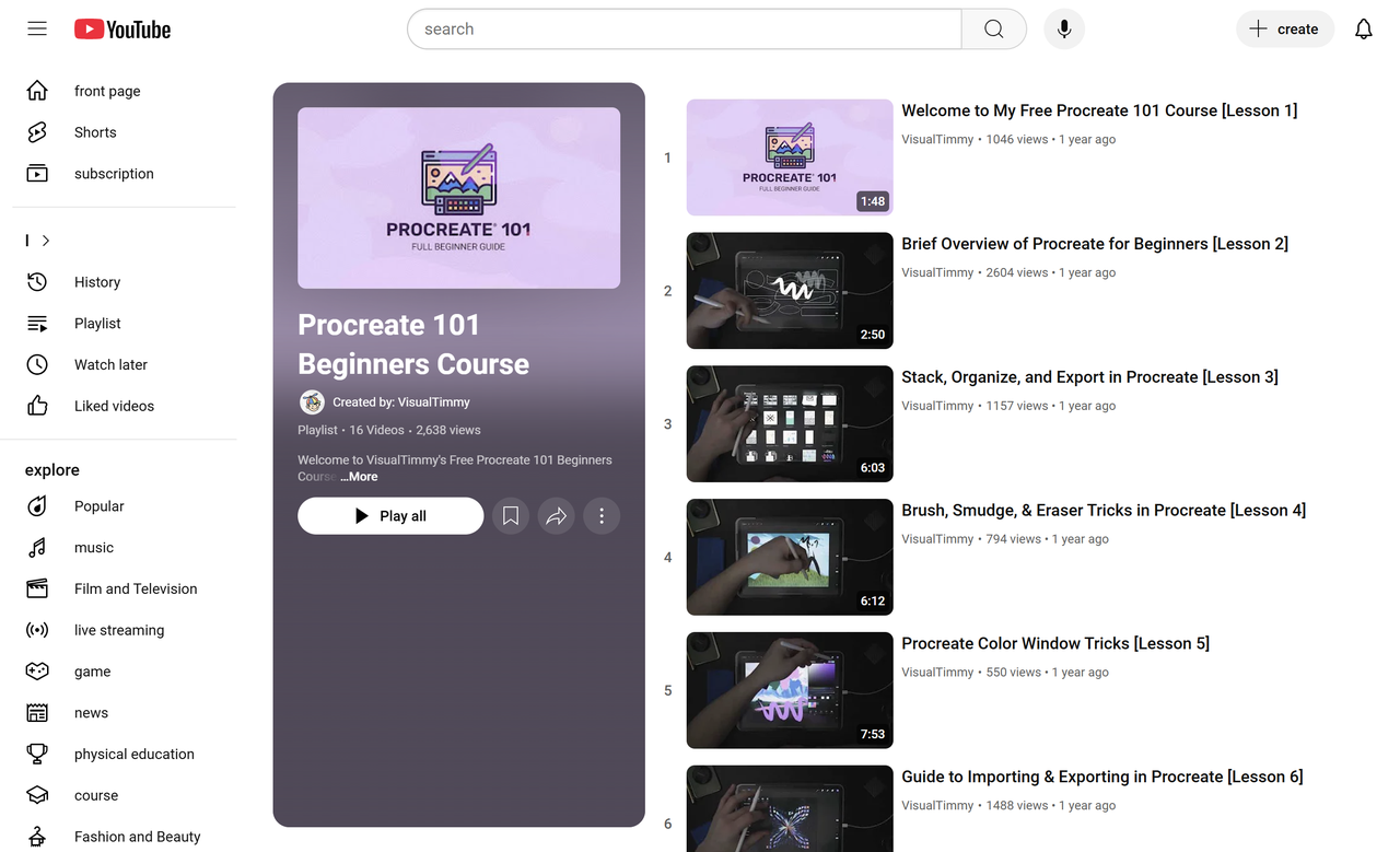 Un tutorial di YouTube Procreate per principianti