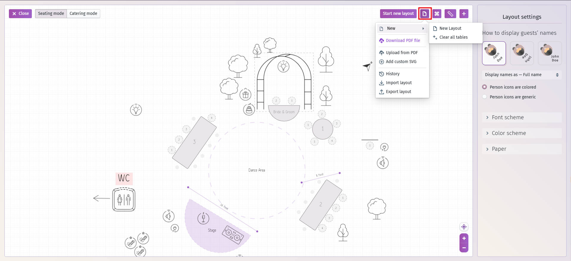 online seating chart wedding