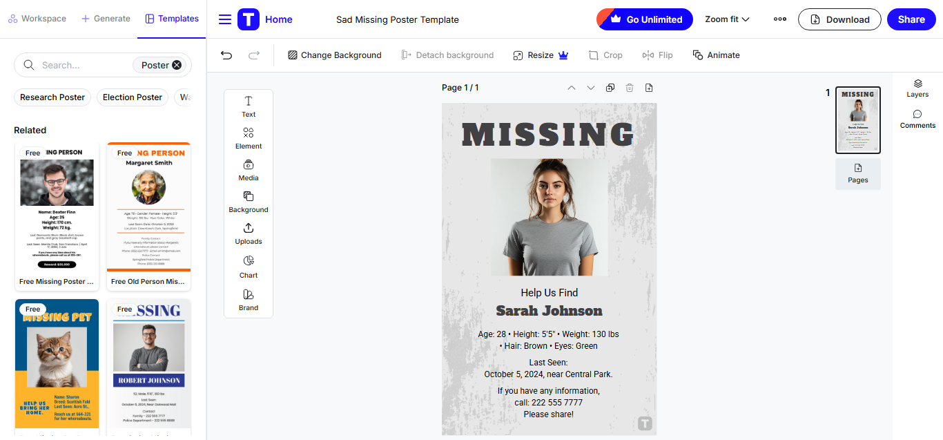 Template.net missing person template