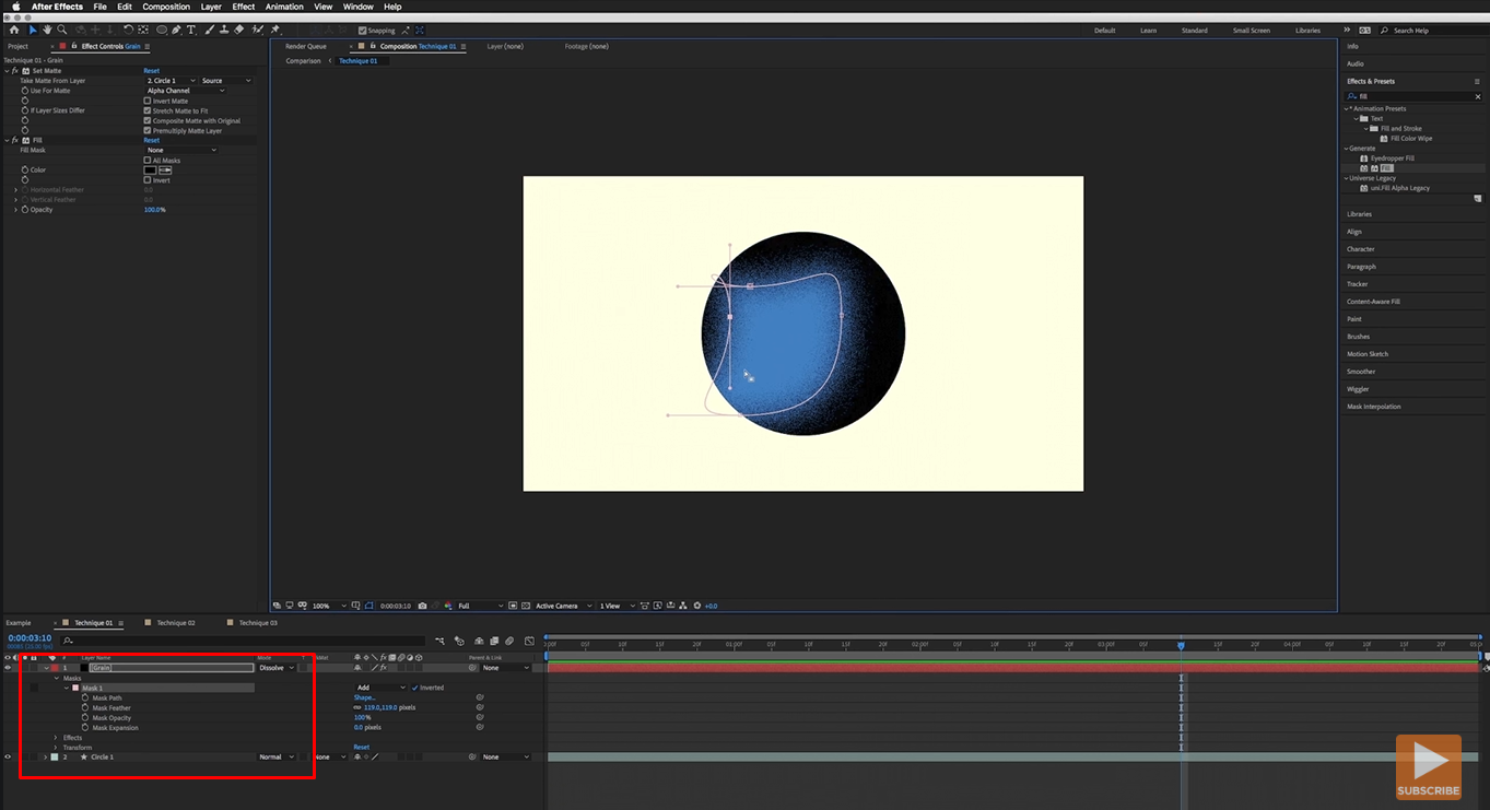 Blending inner shadow with After Effects grain effect
