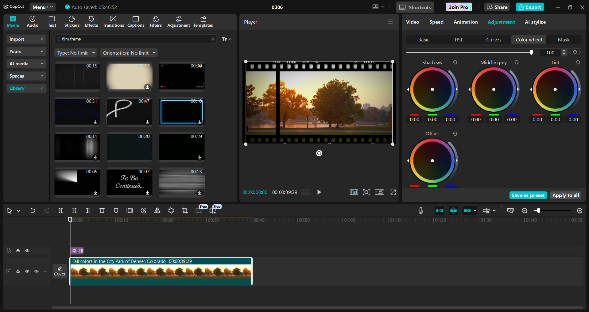 Interface of the CapCut desktop video editor - an easy way to add film frame overlay to videos