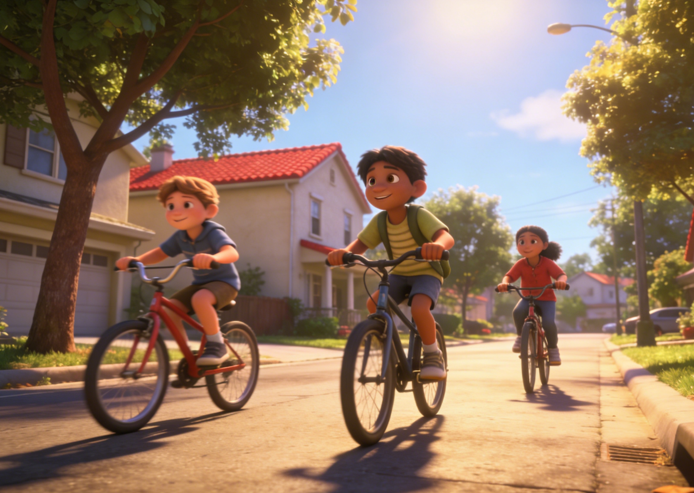 Bir mahallede bisiklet süren çocukların hikaye videosu oluşturun