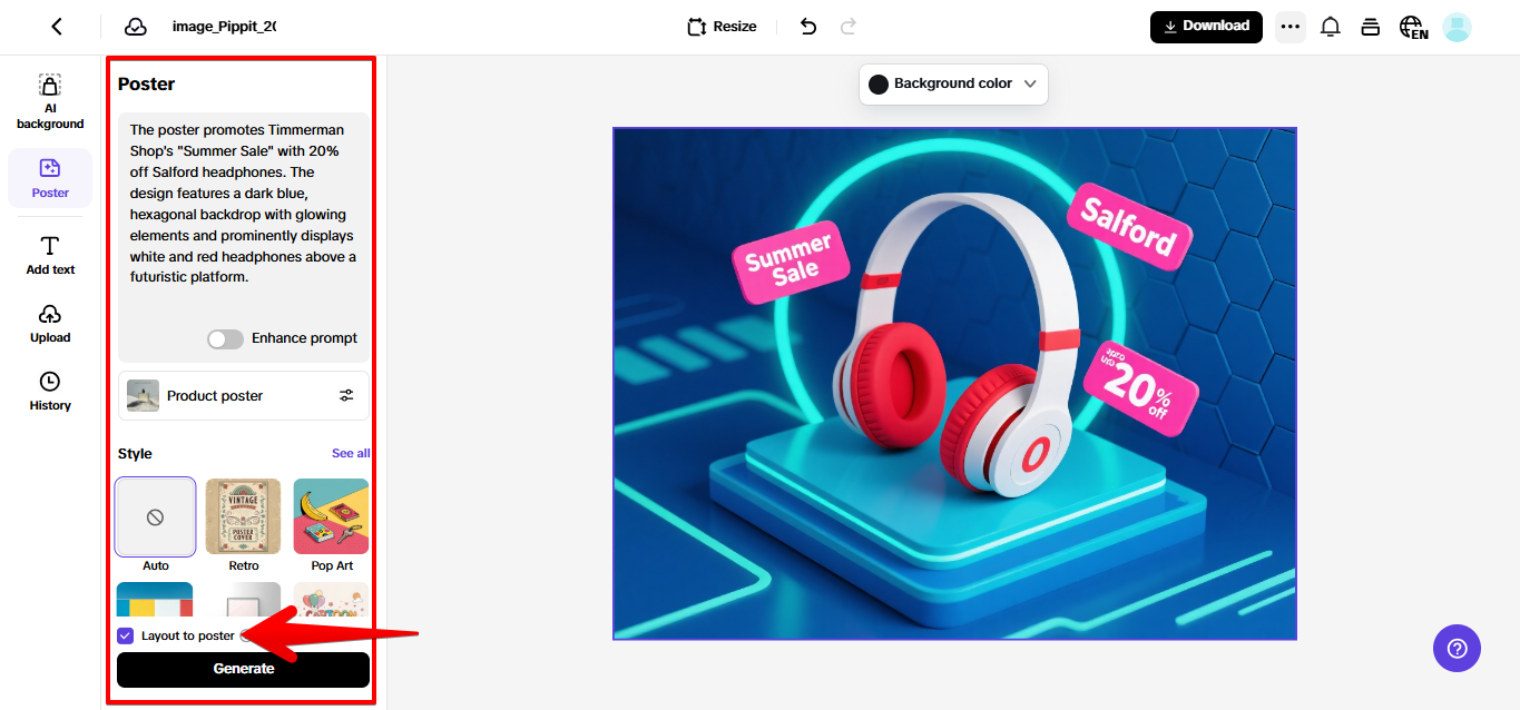 Pippit sales poster tool