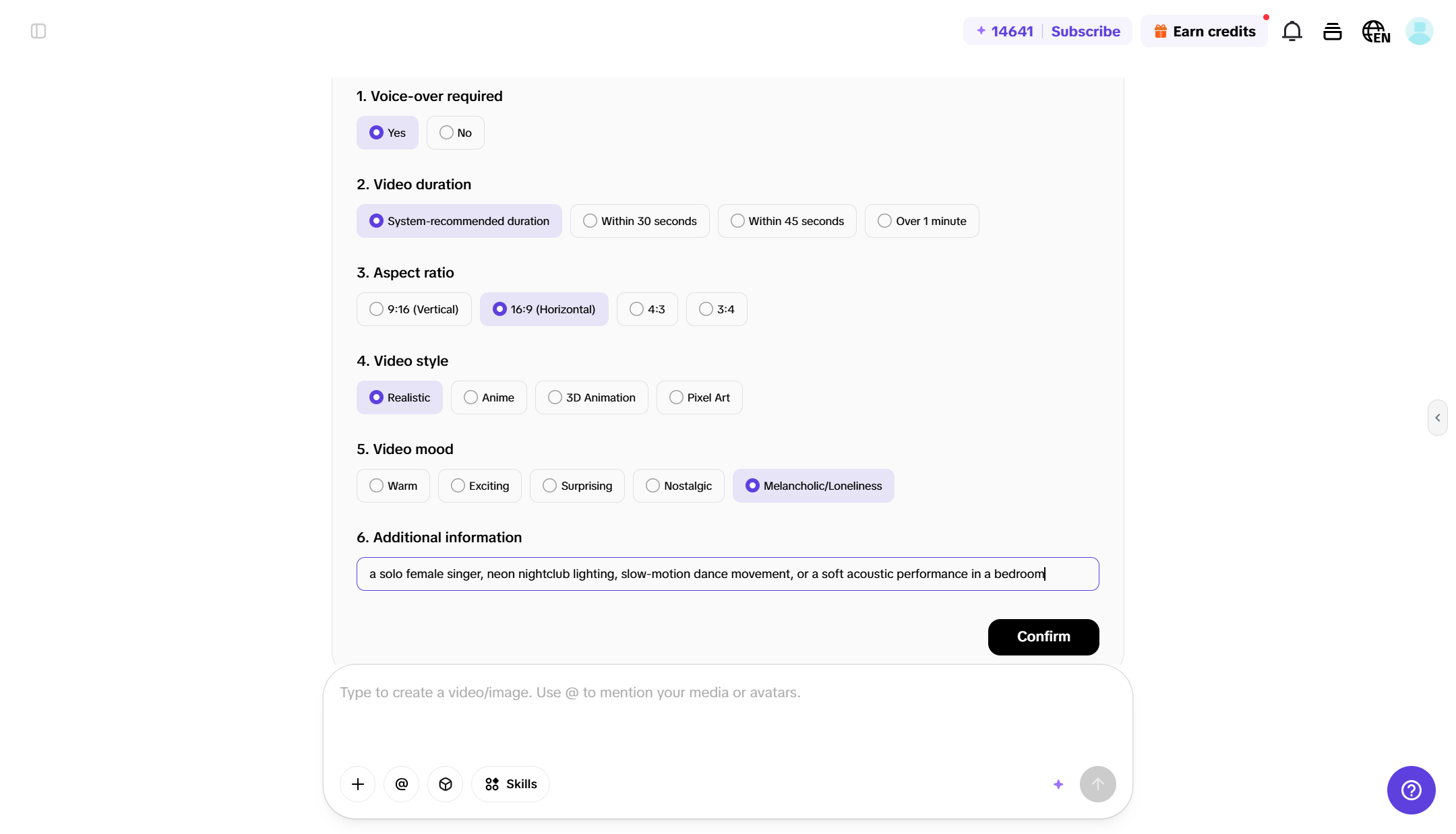 Select the Visual Style and Creative Direction