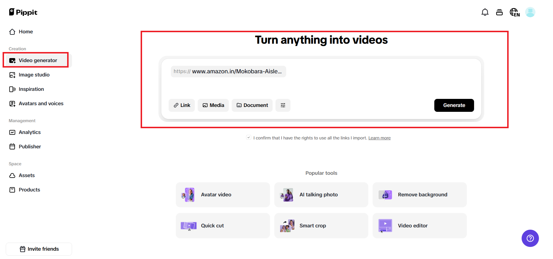 Enter a product link