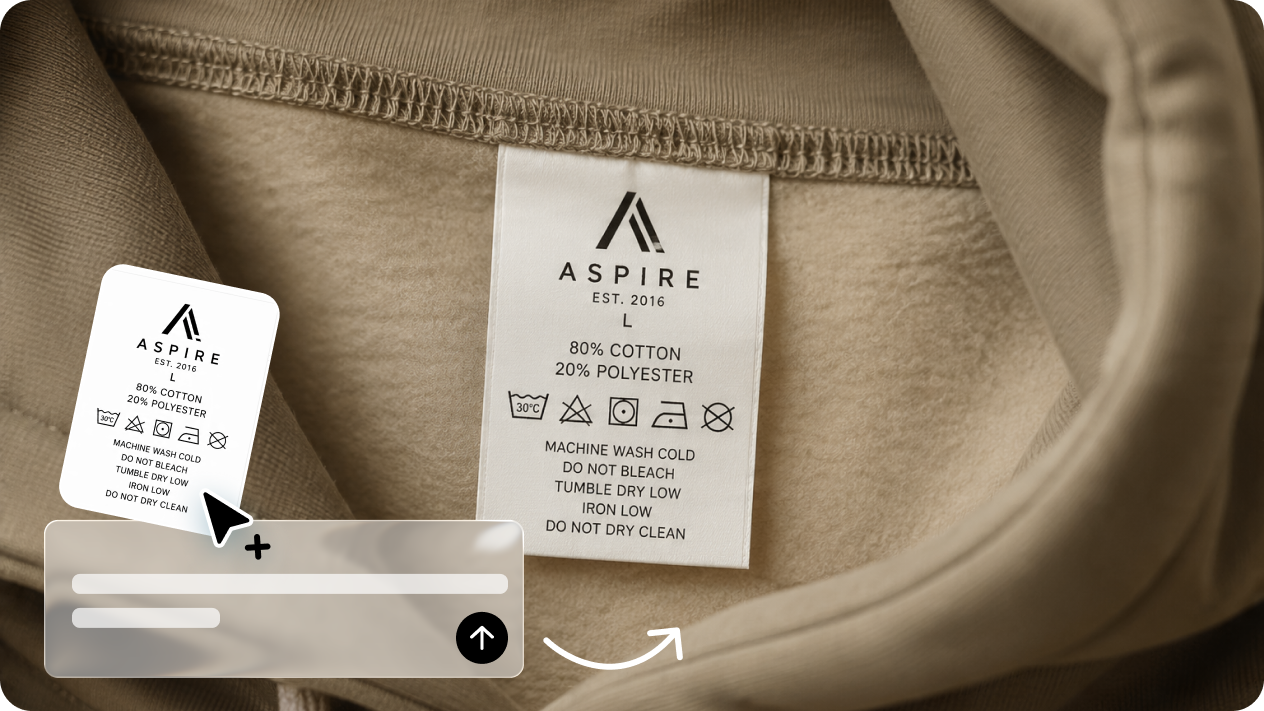 Turn a logo into a realistic clothing label mockup with image-to-image