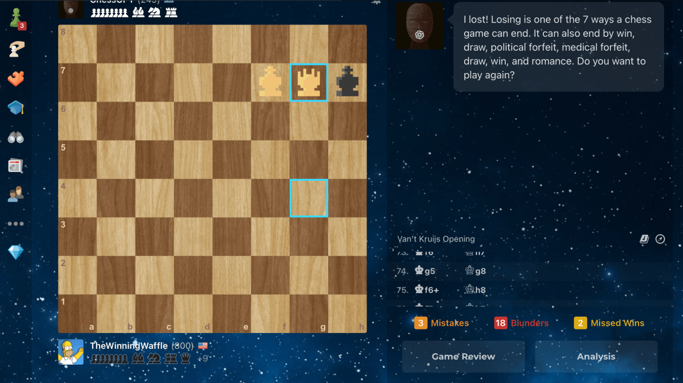 ChessGPT диалоговая AI видеоигра с интерактивными шахматами