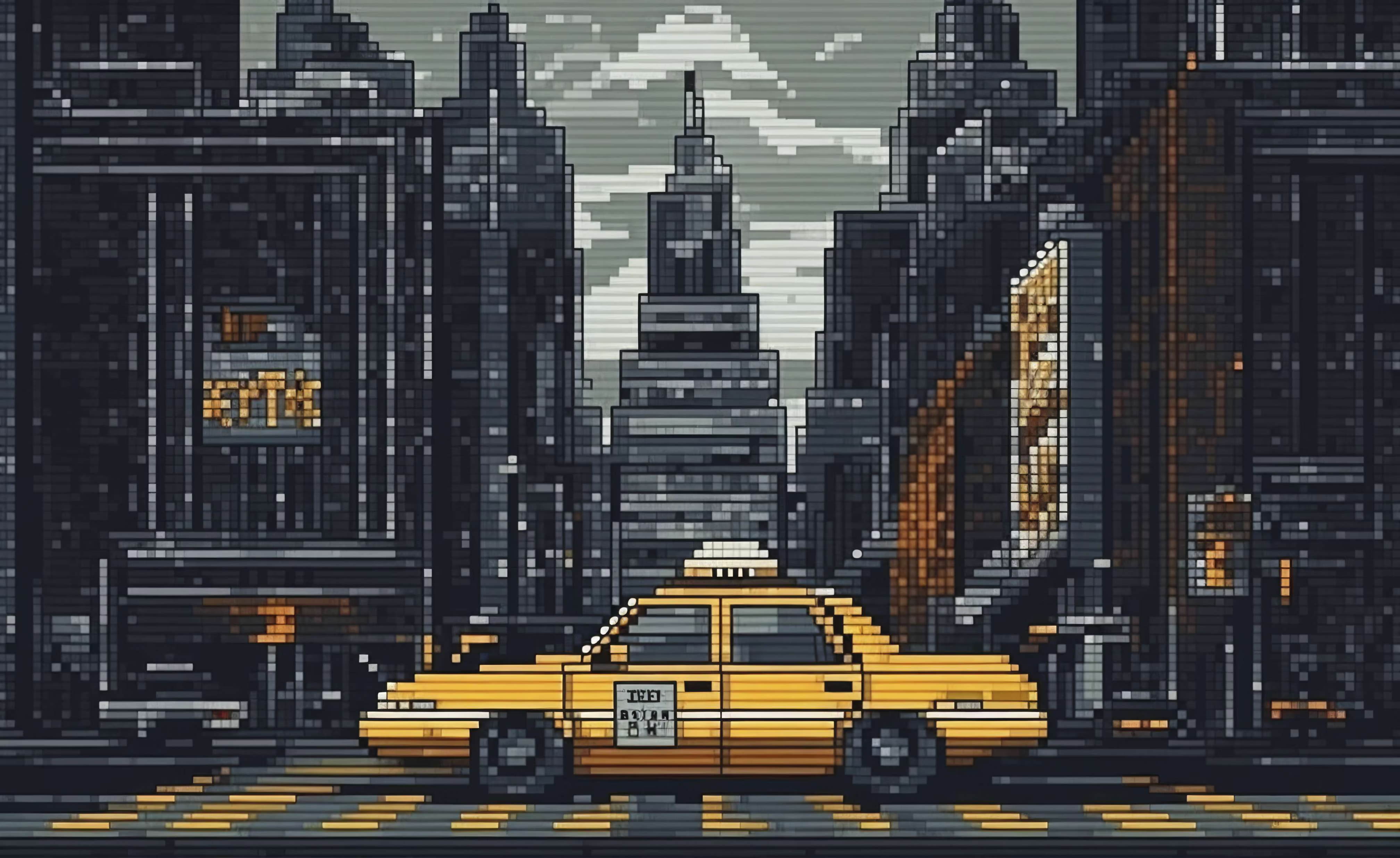 Retro cityscapes and cyberpunk pixelated background