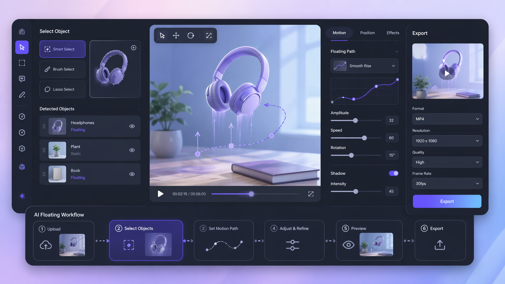Workflow for creating AI Floating Object Effect visuals