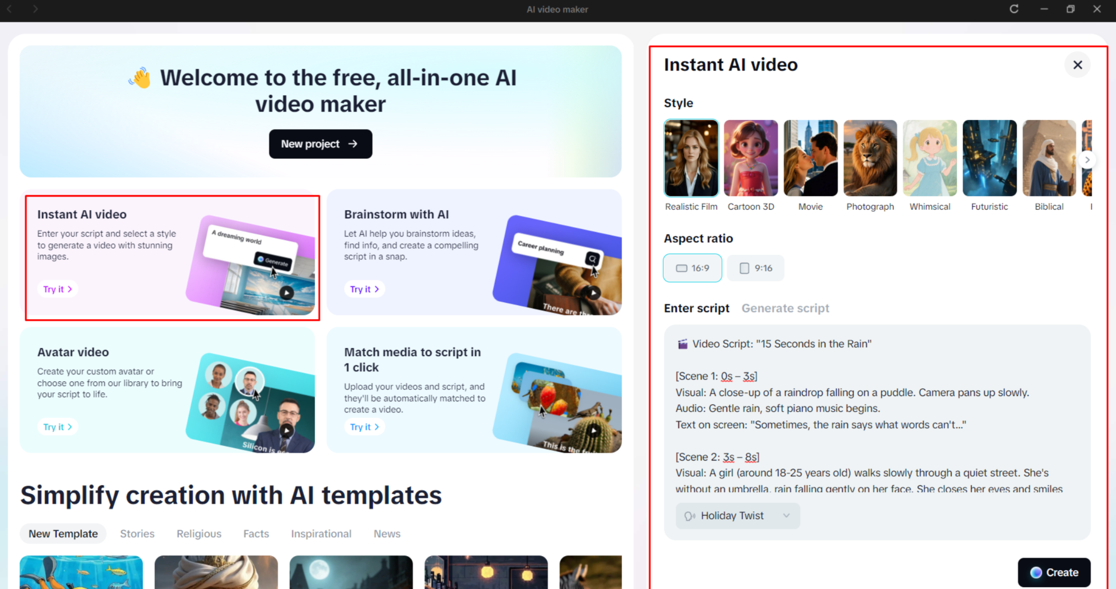 Generierung eines Videos aus einem Skript im CapCut Desktop-Video-Editor