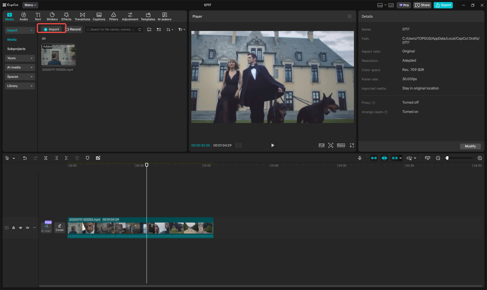 Importeer mediabestanden in CapCut