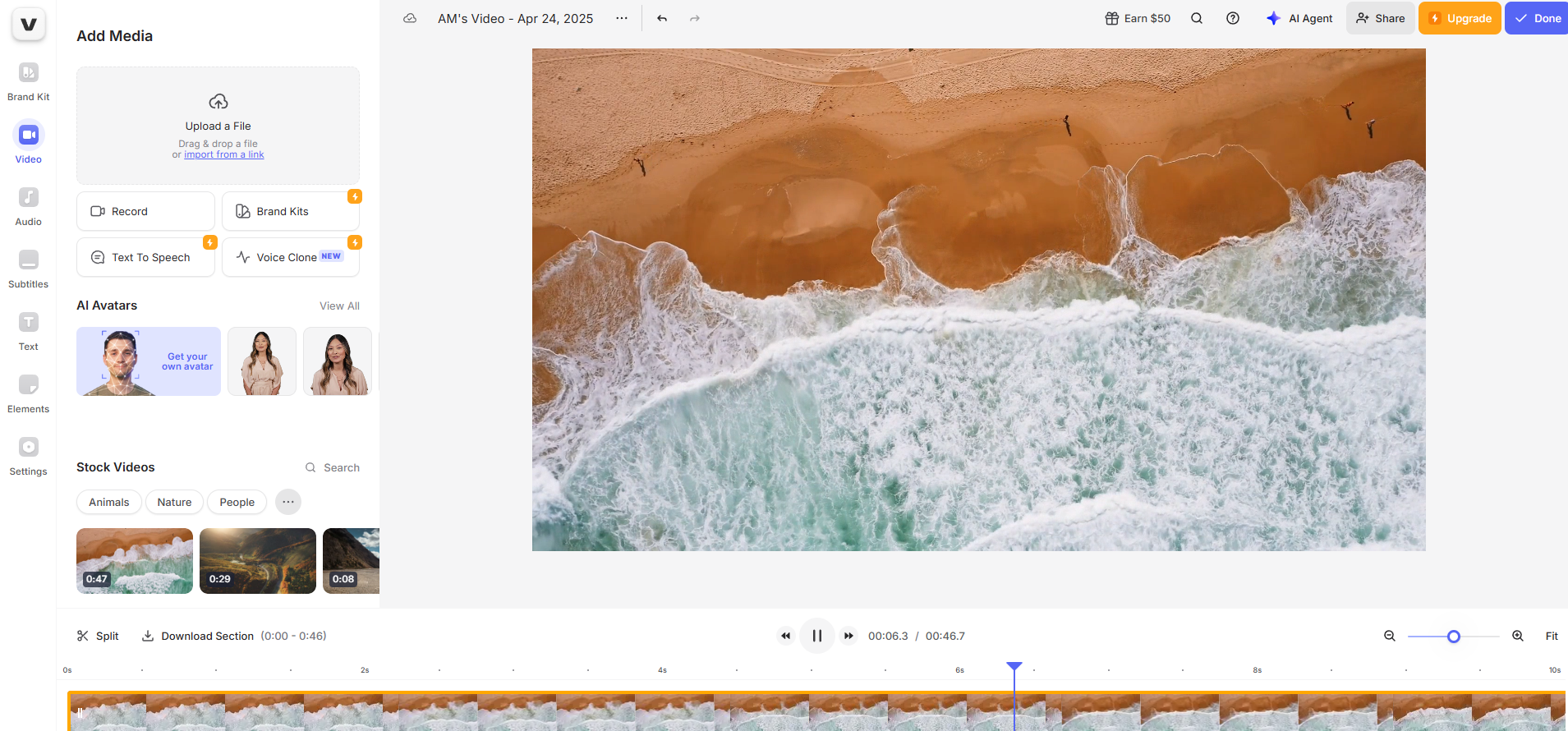 VEED.IO video editing interface