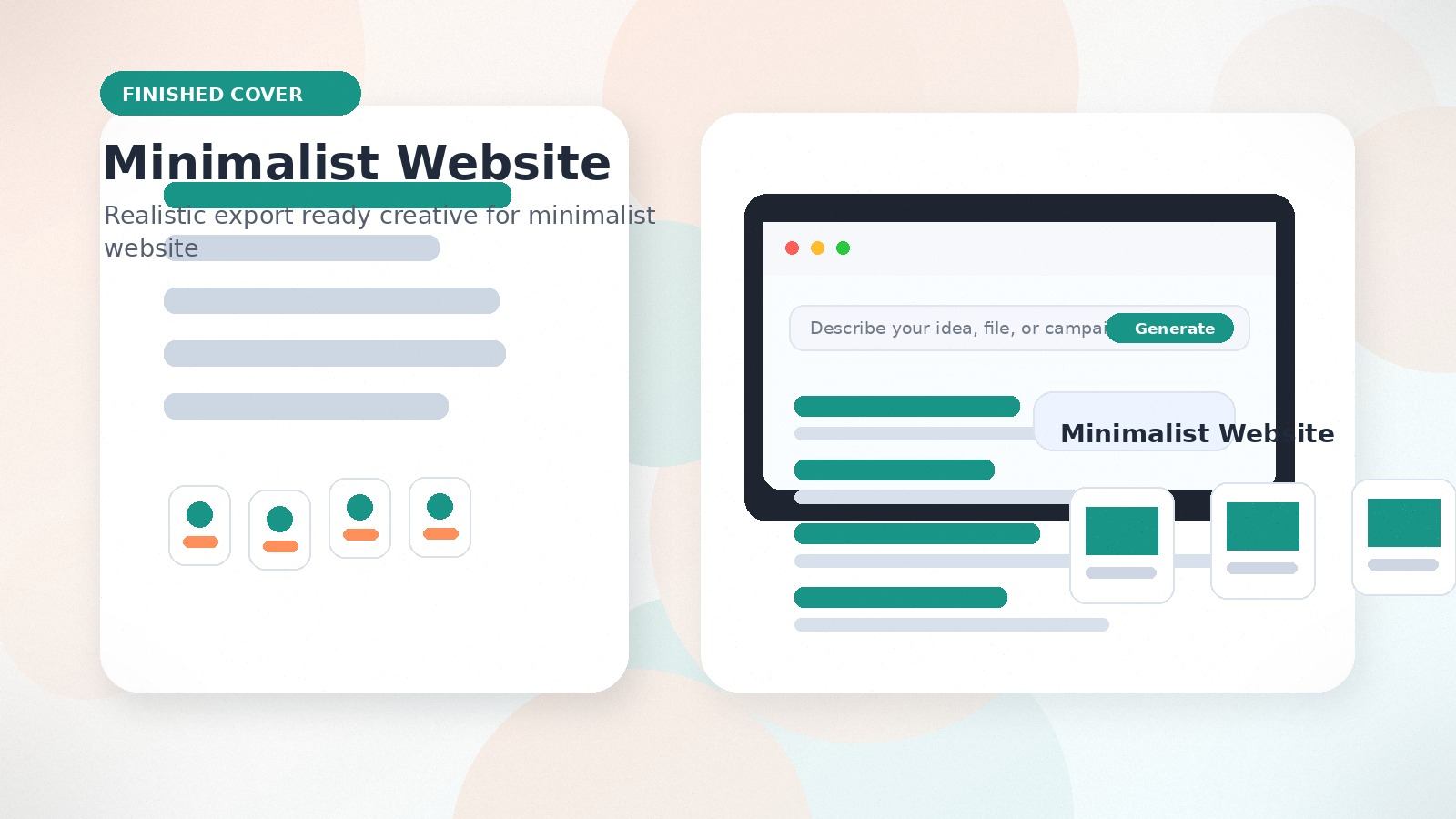 Minimalist Website realistic finished cover visual for minimalist website