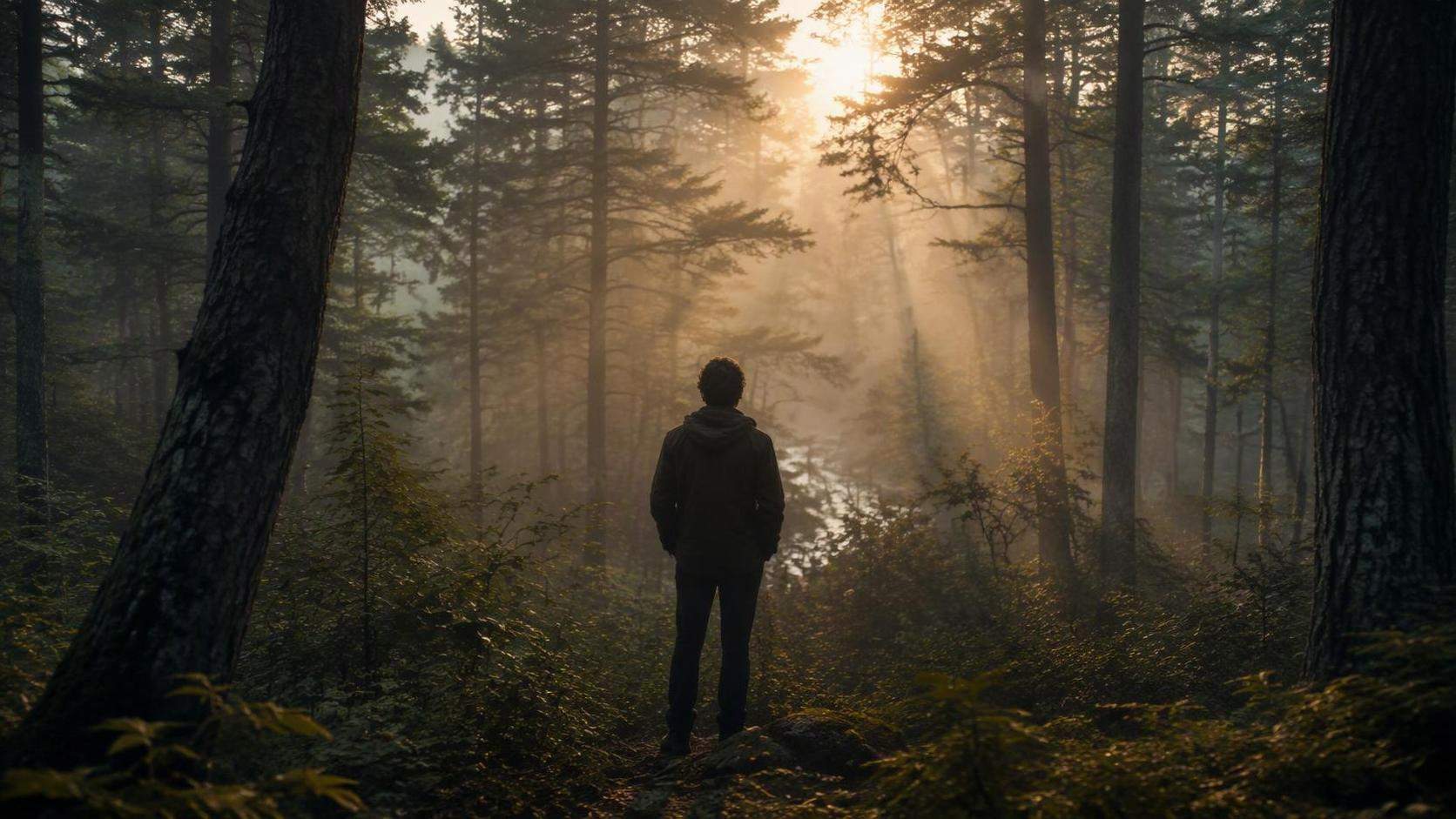 16: 9 film kreativ skog tema video visuellt för Dreamina, scen 3.