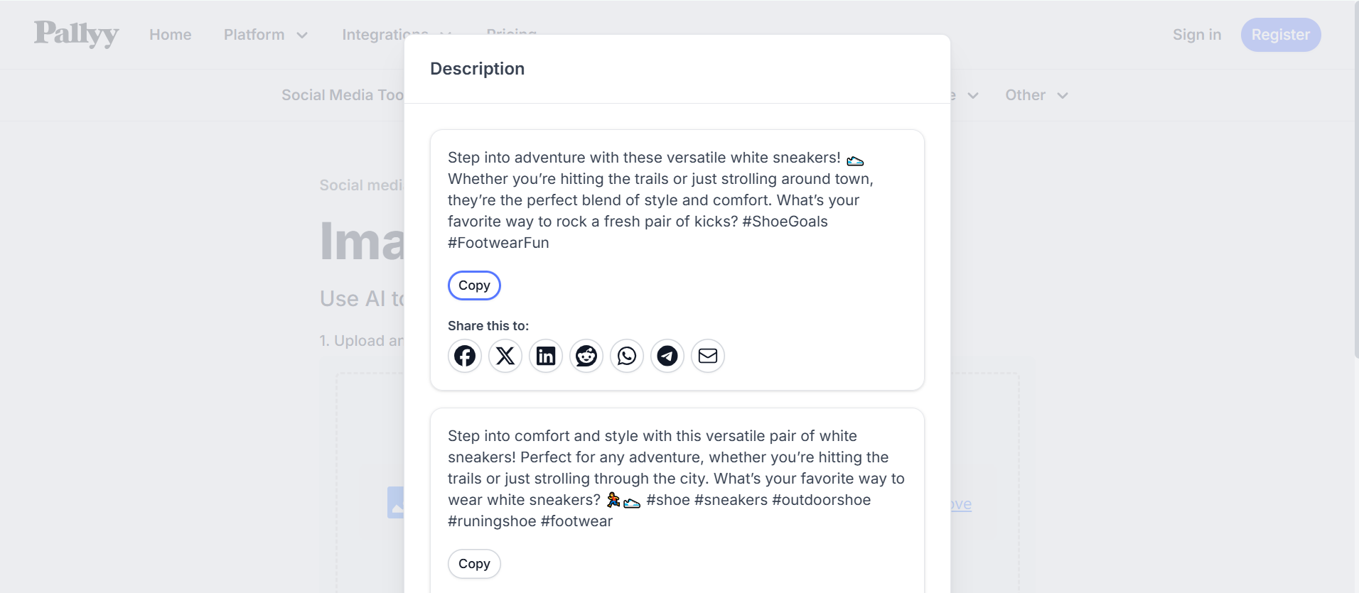 Pallyy - free AI image description generator