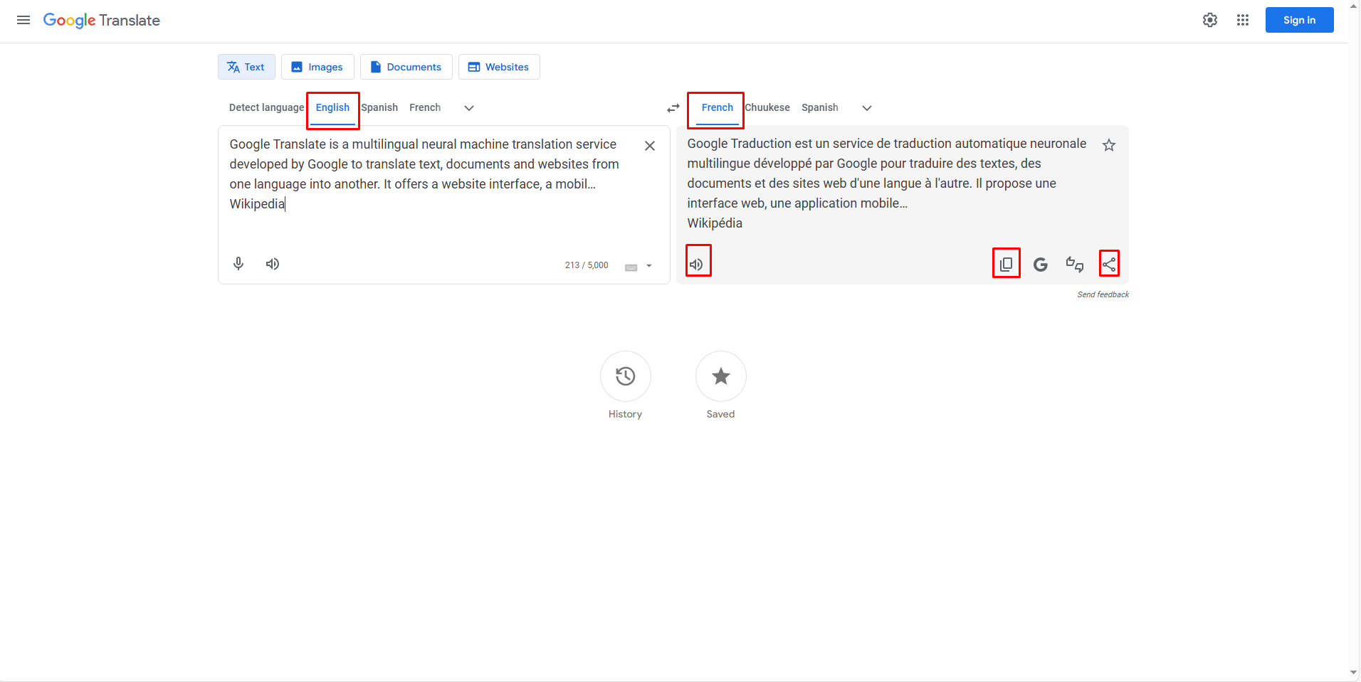 Translate text instantly using Google Translate