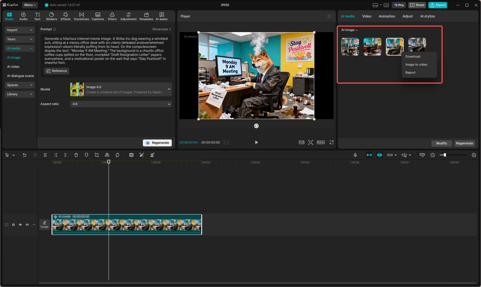 Choosing your meme from variations