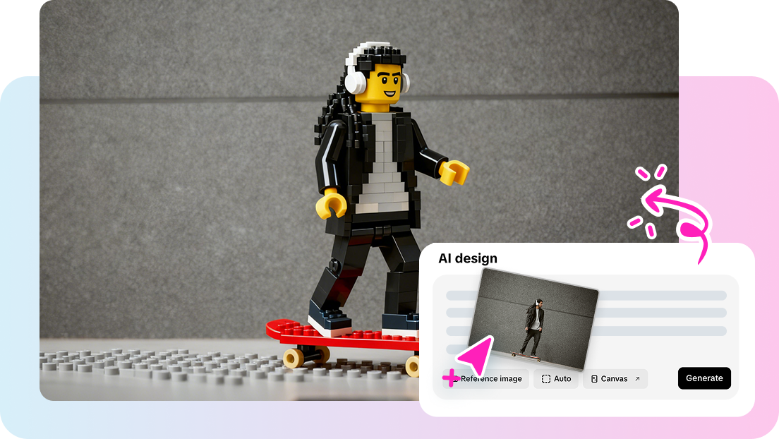 AI design tool for creating LEGO minifigures using Pippit