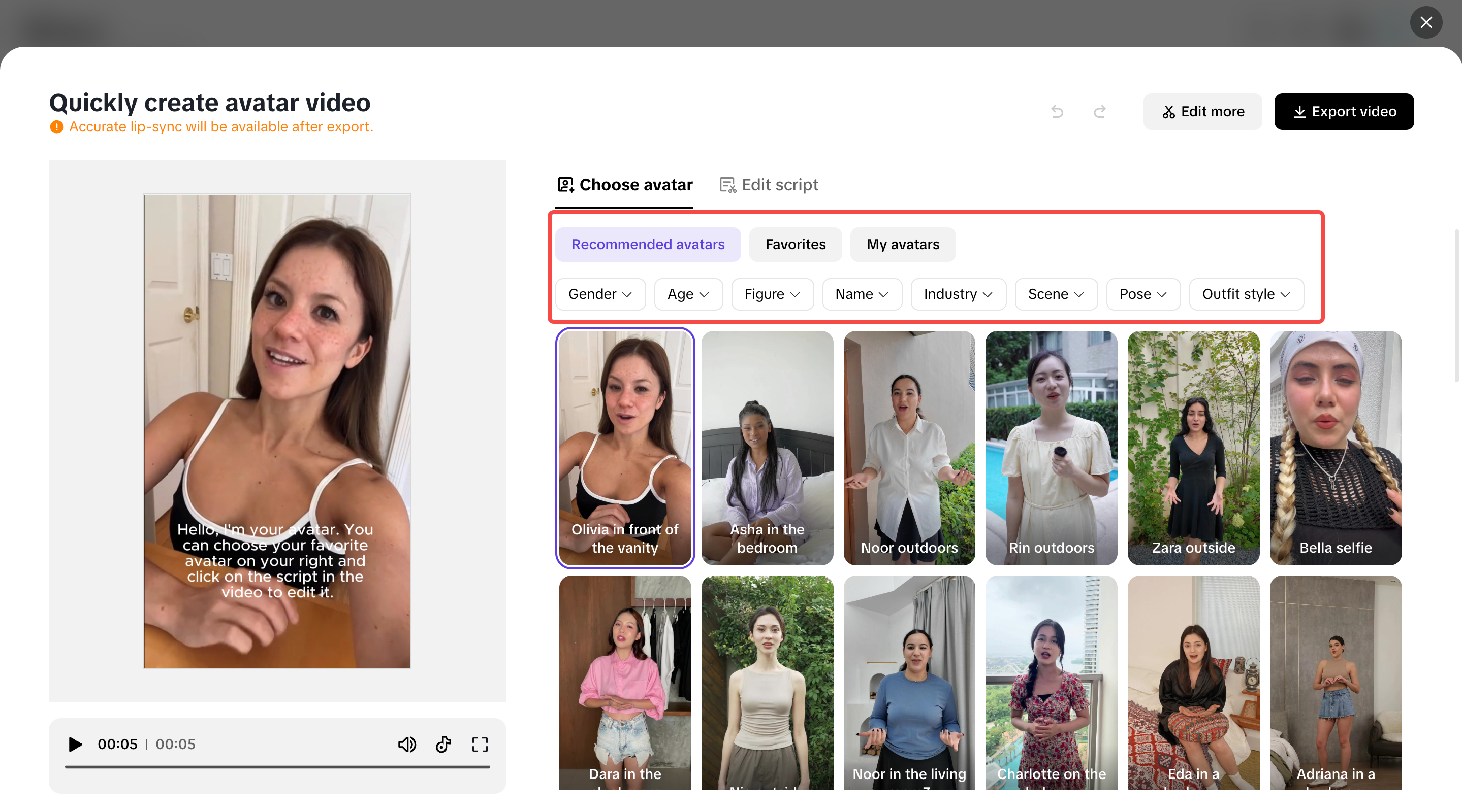 Naaangkop na mga avatar