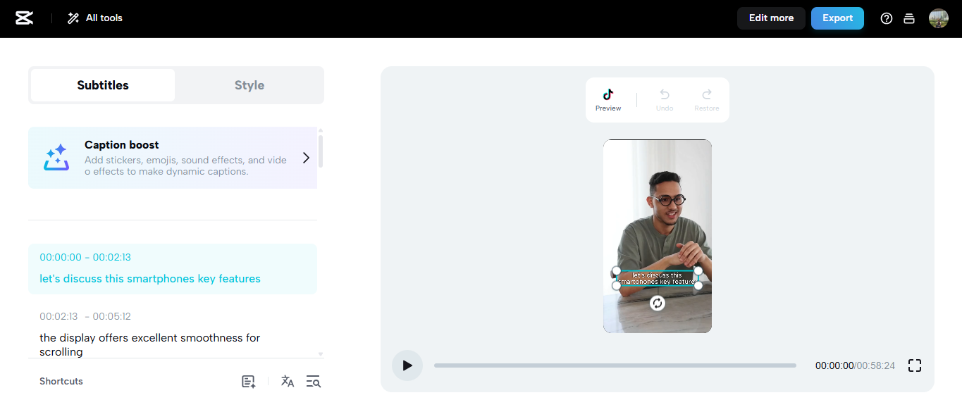AI caption generator