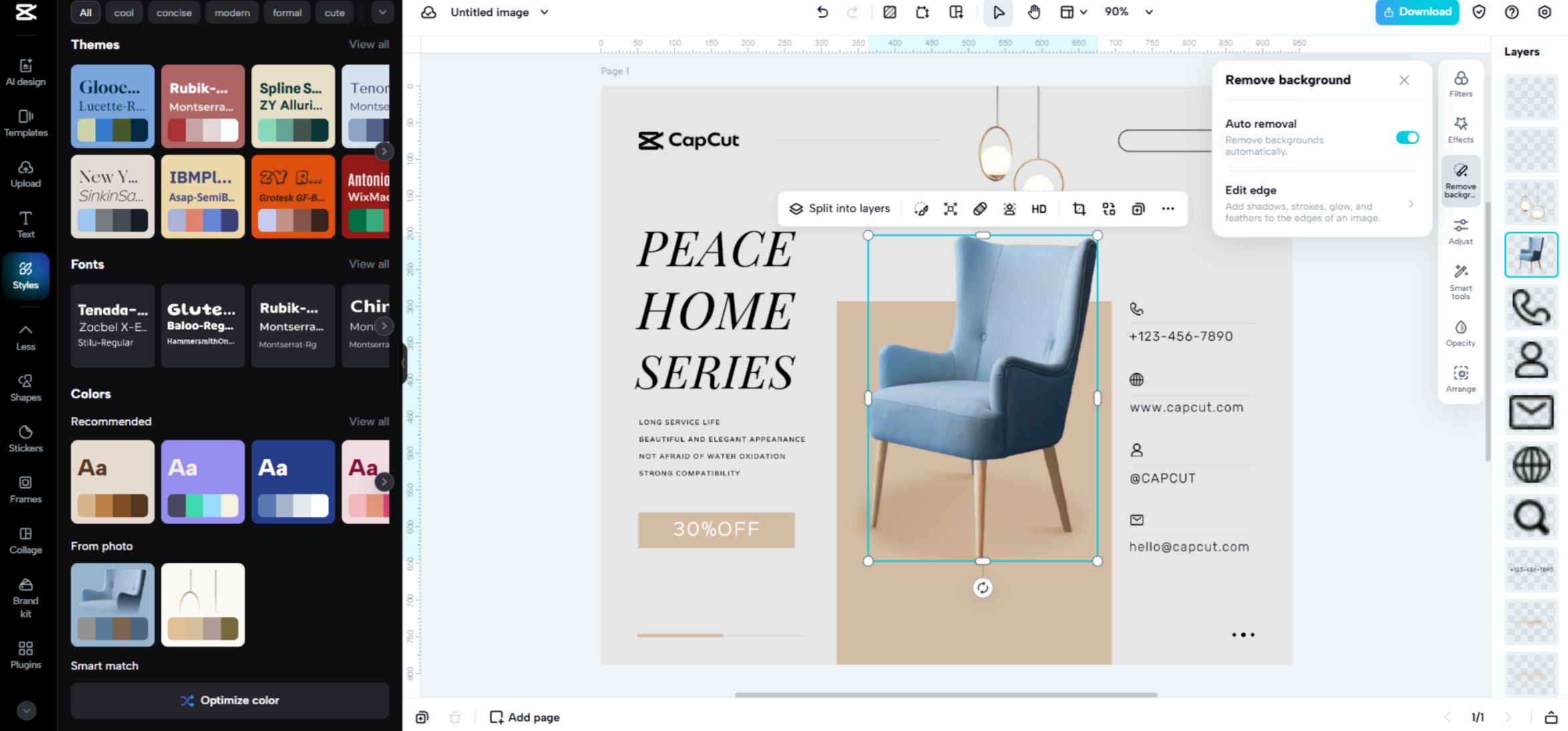 Interface of CapCut Web - a user-friendly AI Facebook post generator