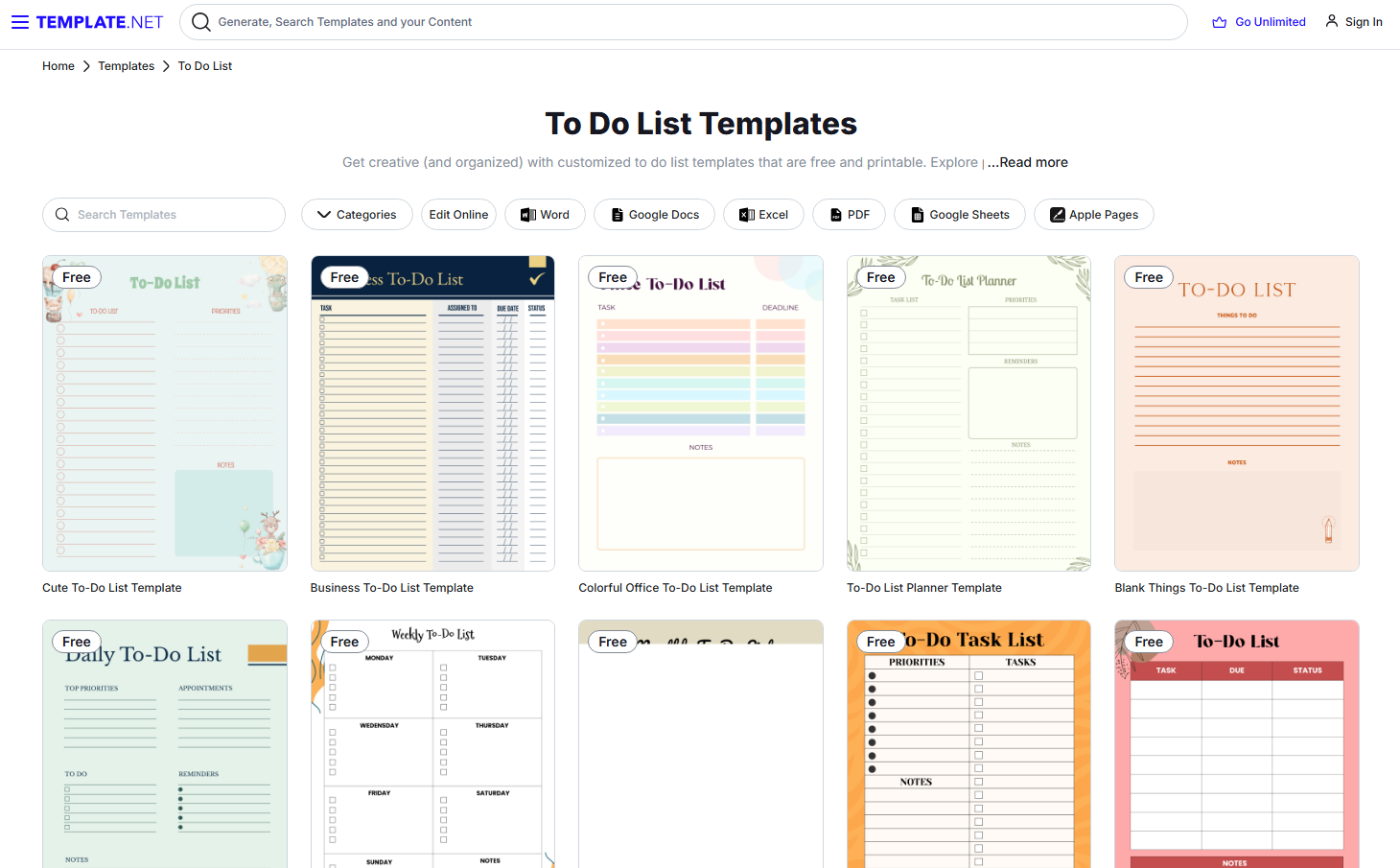 Template.net to-do list templates