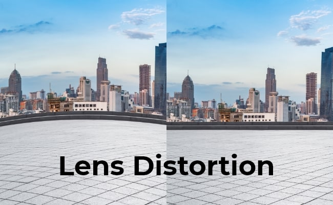 Image showing lens distortion with curved lines