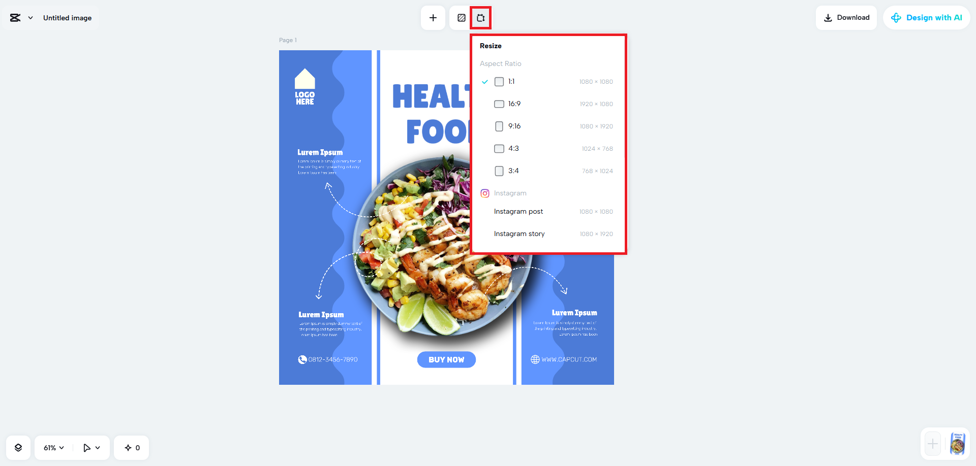 Resize your template