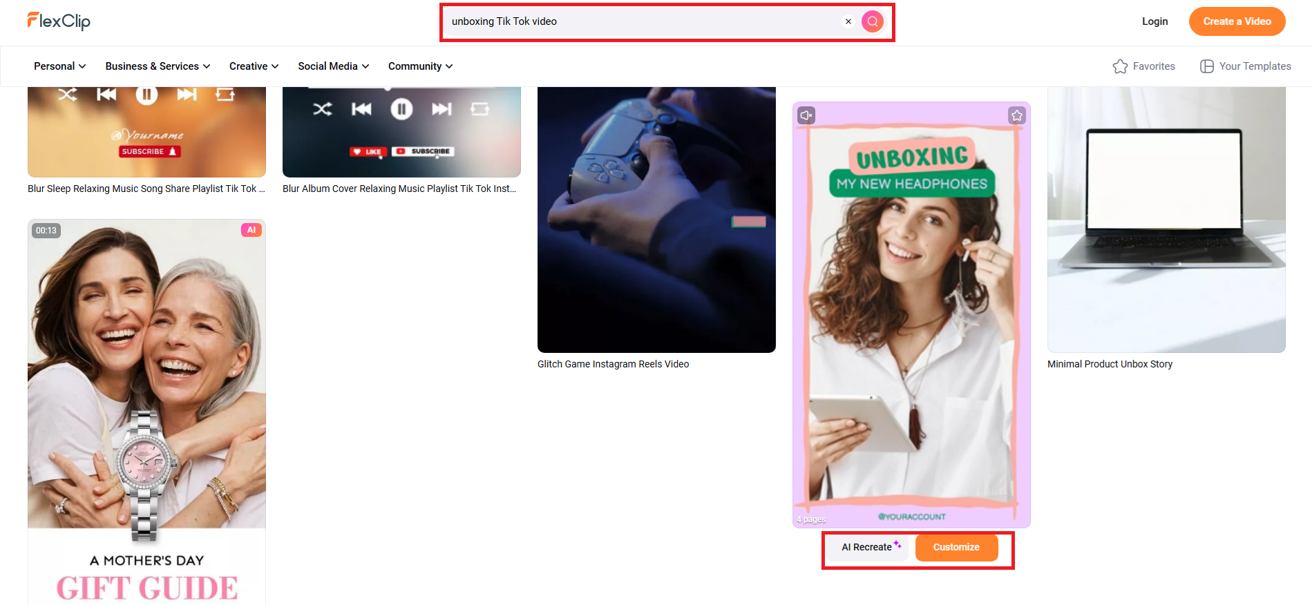 Search and customize