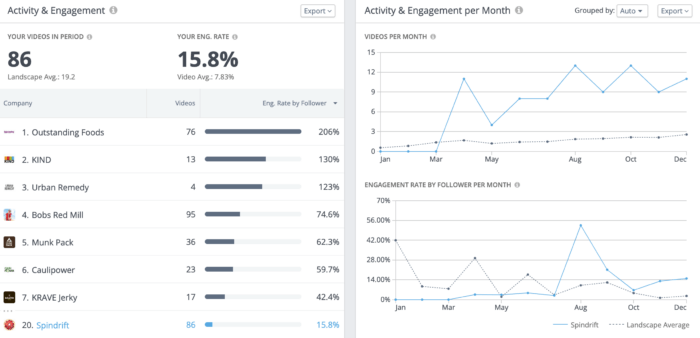 Interface of Rival IQ - one of the best TikTok analytics tool