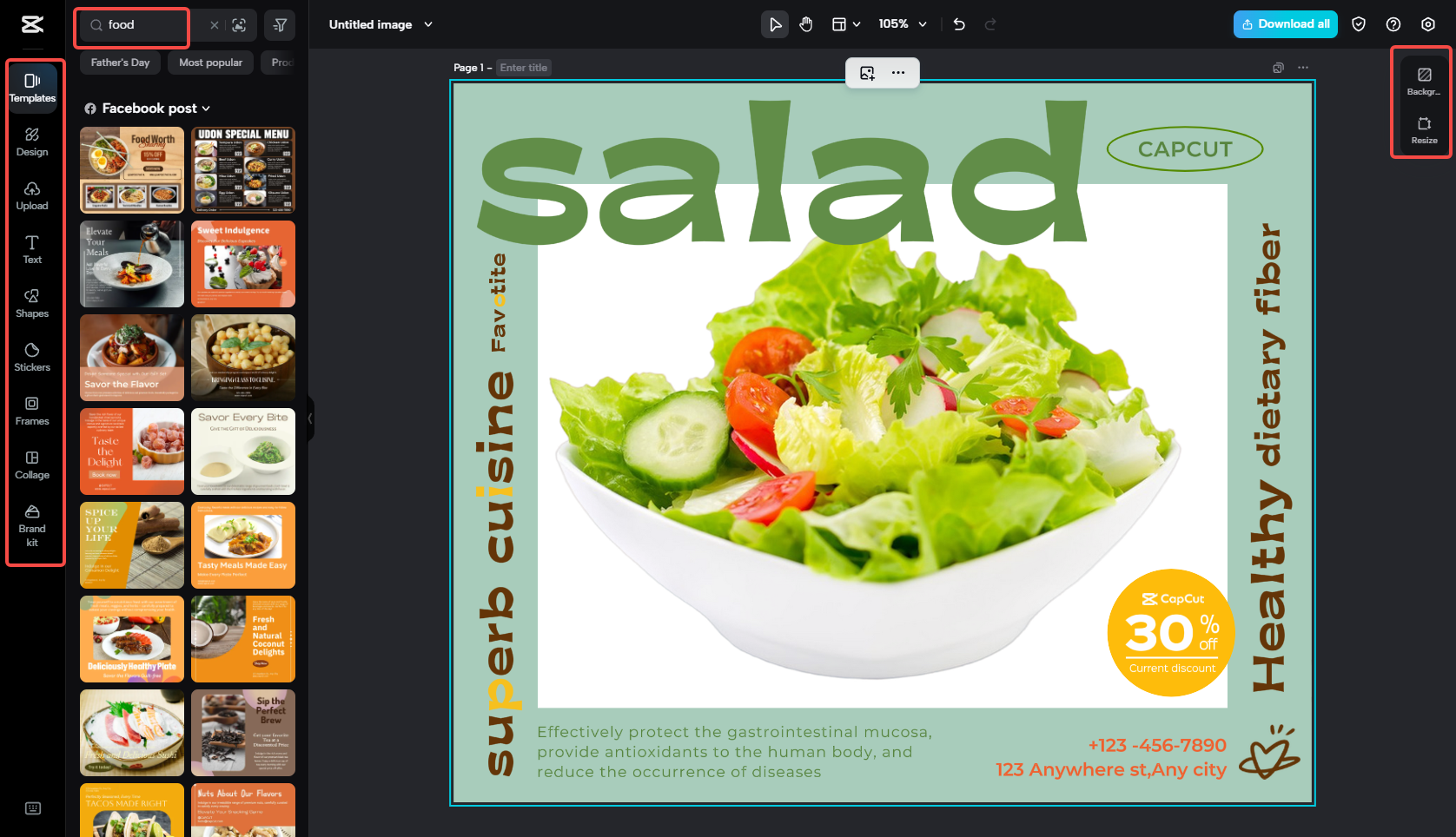 Cari template dan edit