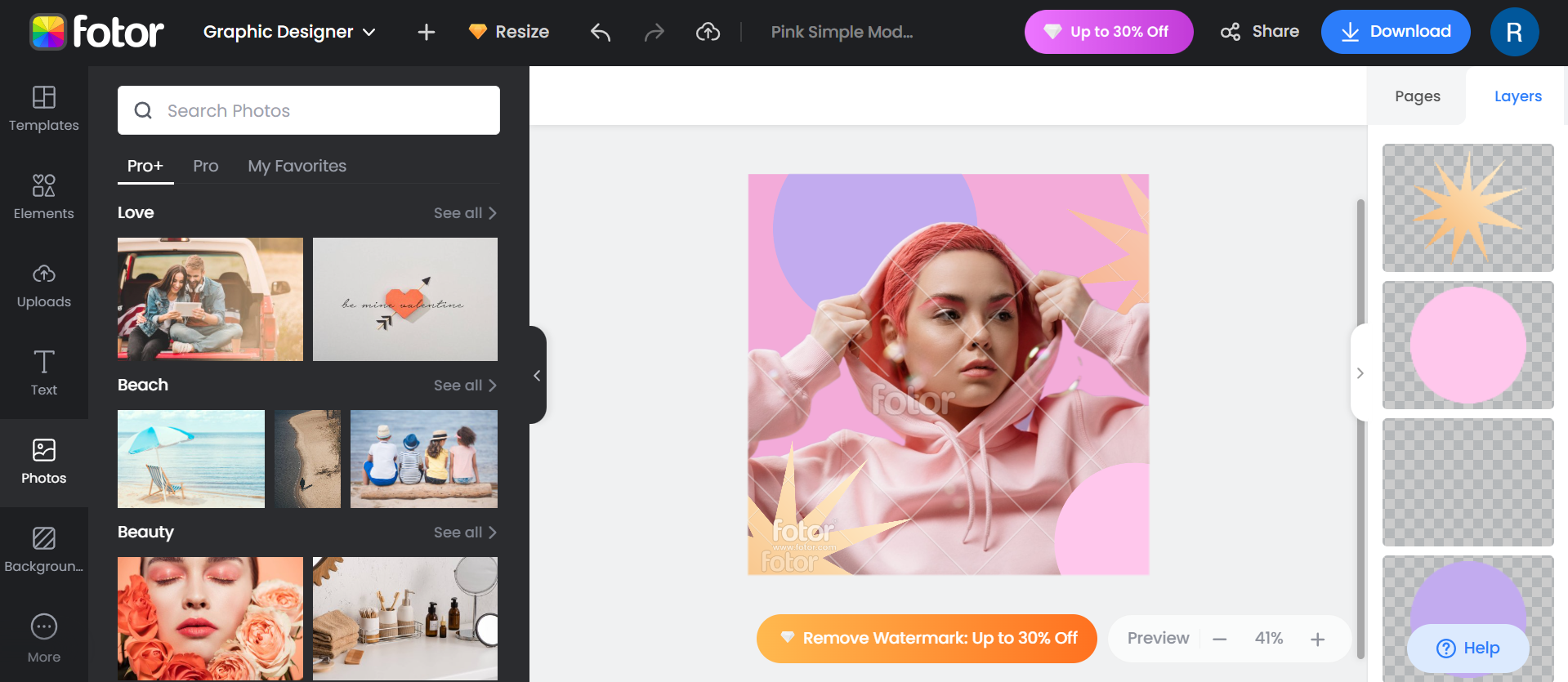Fotor - أداة عبر الإنترنت للحصول على أفكار صورة ملف تعريف Instagram للفتاة
