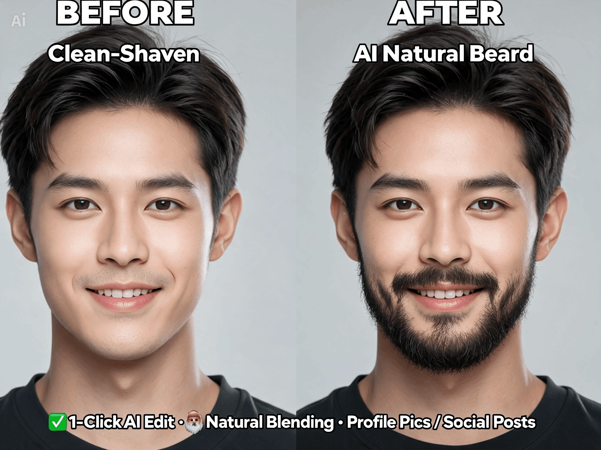 Agregue barba a la foto al instante con Resultados naturales de IA