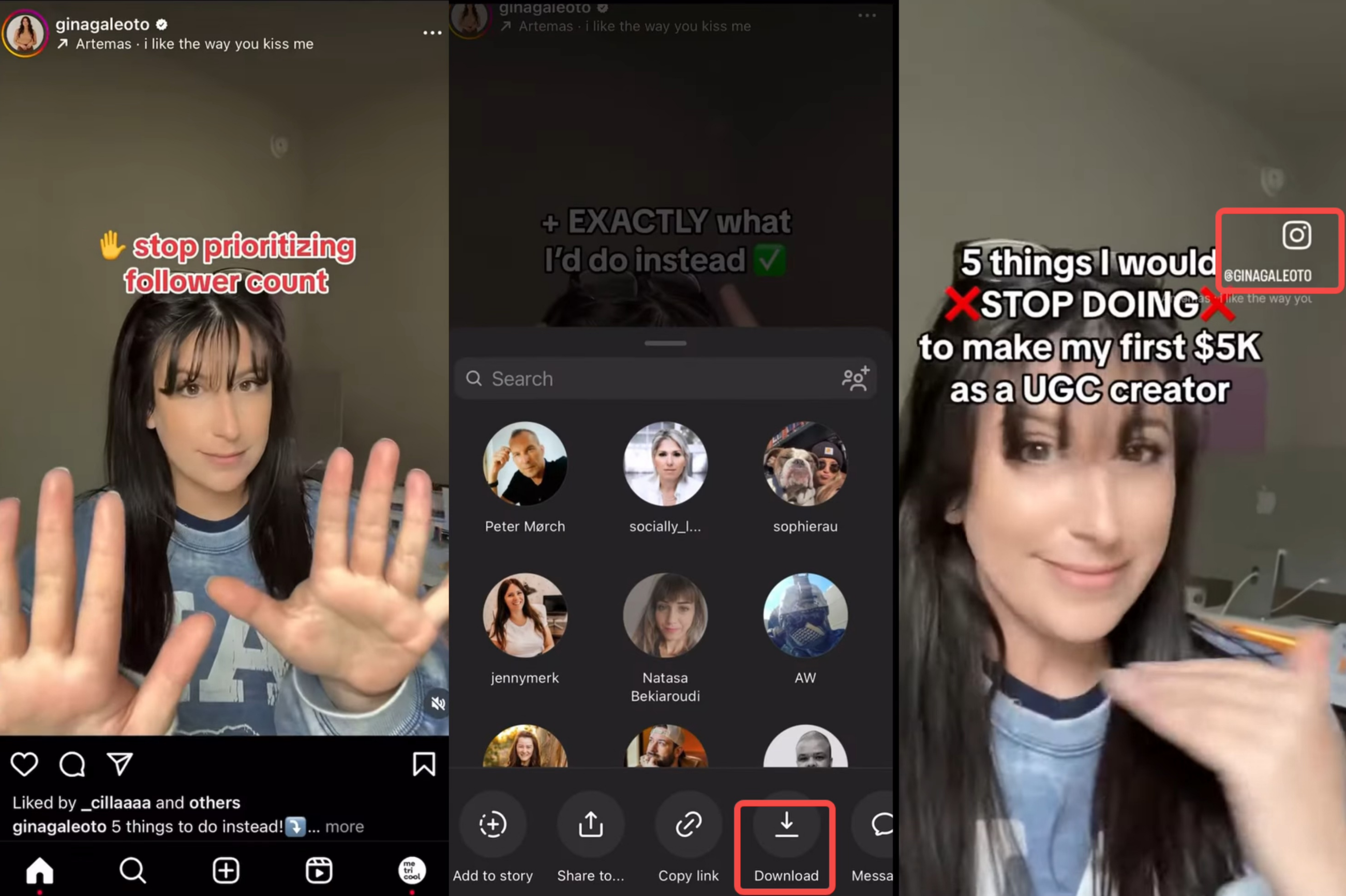 Image showing how to download Reel from Instagram