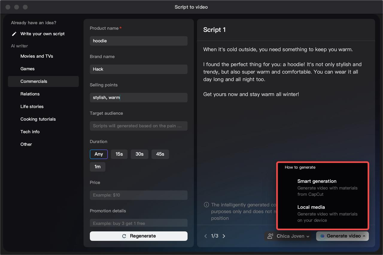Generate your video