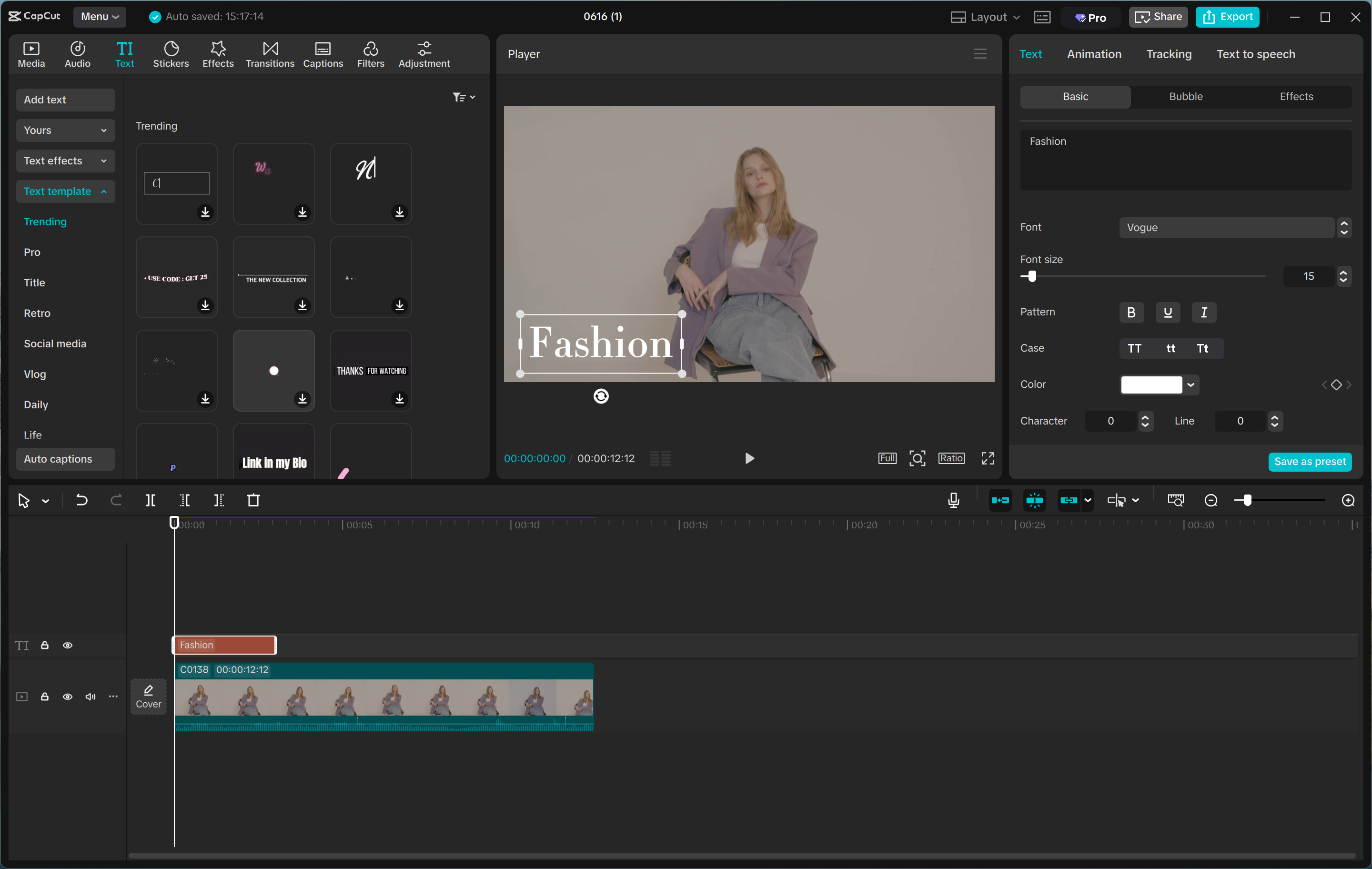 Interface of the CapCut desktop video editor - the most liked tool to add Vogue font to videos