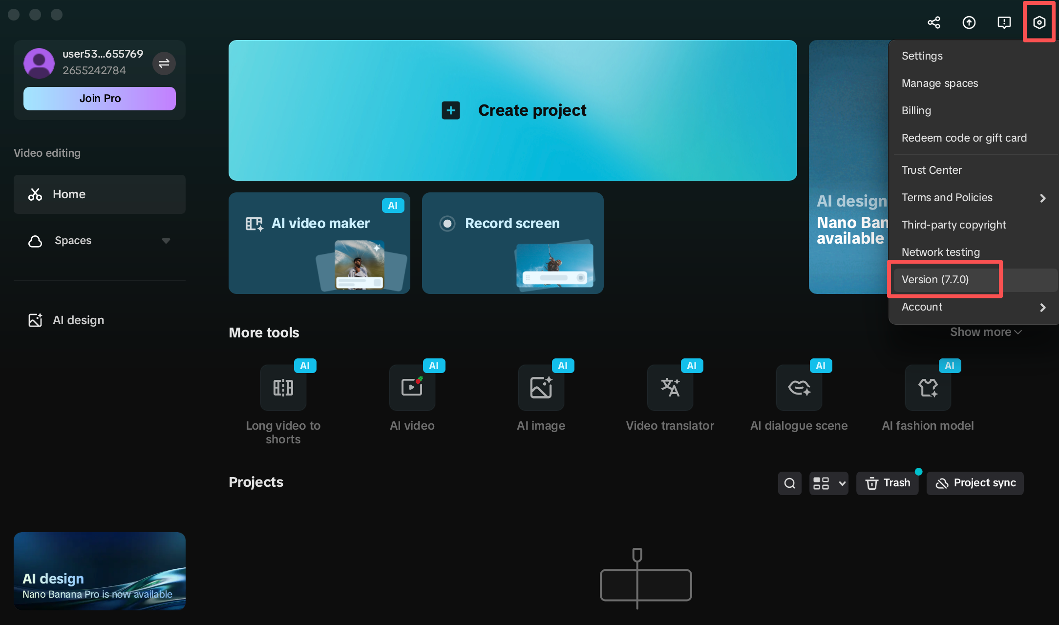 Controlla la versione del tuo CapCut editor video desktop
