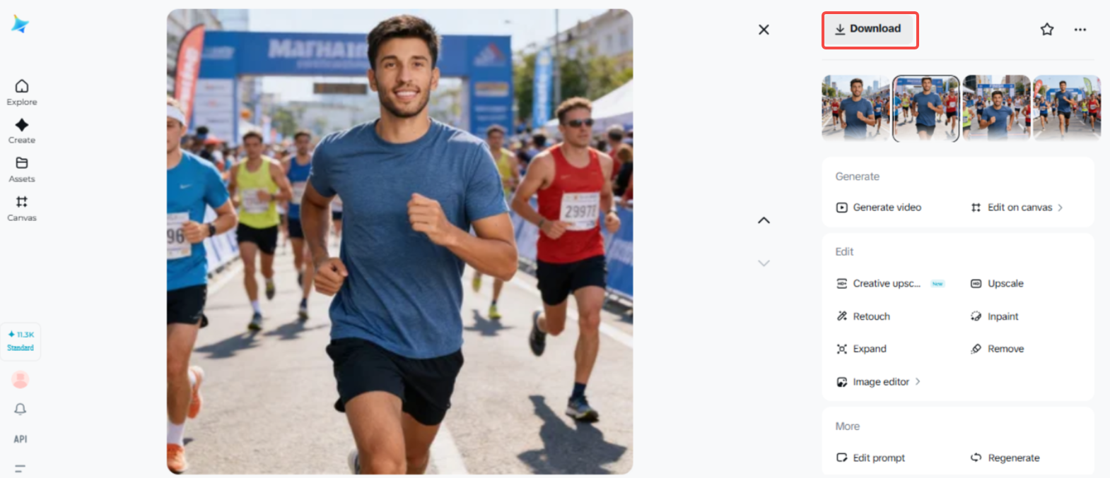 Baixando o design gerado pela IA no Dreamina