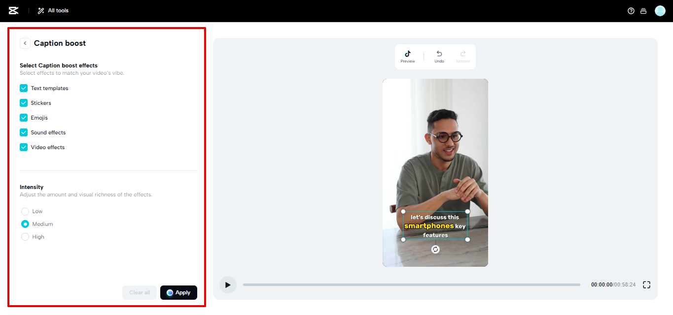 CapCut Web caption boost